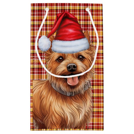 Petit Sac Cadeau Australie Terrier Dog Holiday Plaid Noël (Dos)