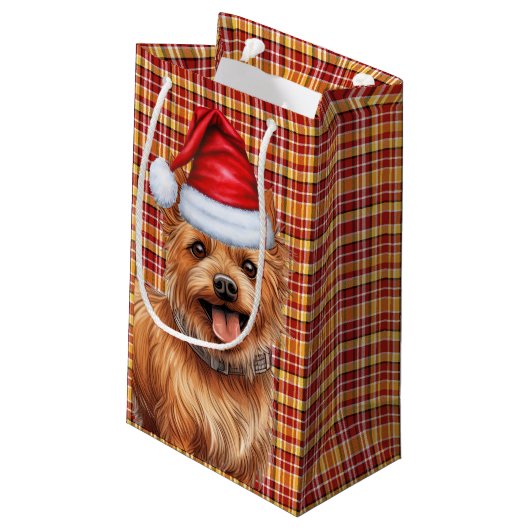 Petit Sac Cadeau Australie Terrier Dog Holiday Plaid Noël (Dos Angle)