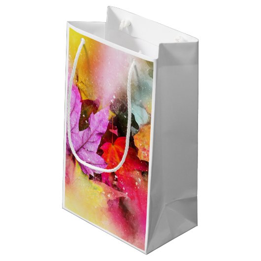 Petit Sac Cadeau Automne pastel feuille d'érable aquarelle automne  (Dos Angle)