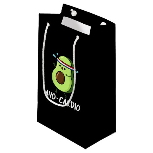 Petit Sac Cadeau Avocardio Funny Excercise Avocado Pun Dark BG (Devant Angle)