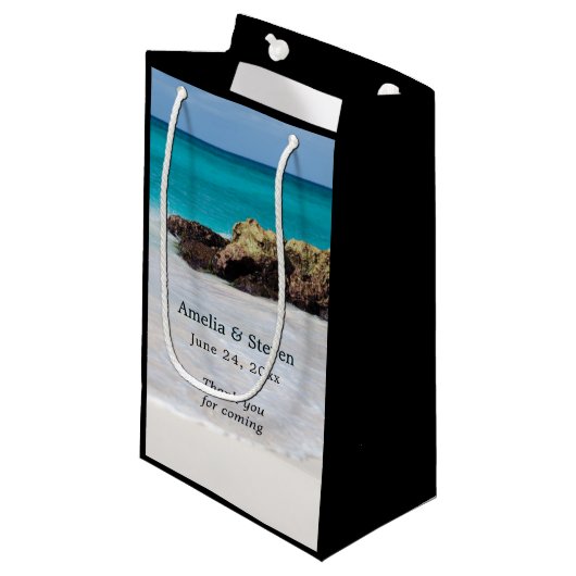 Petit Sac Cadeau Azure Ocean Sandy Beach Mariage photo (Devant Angle)