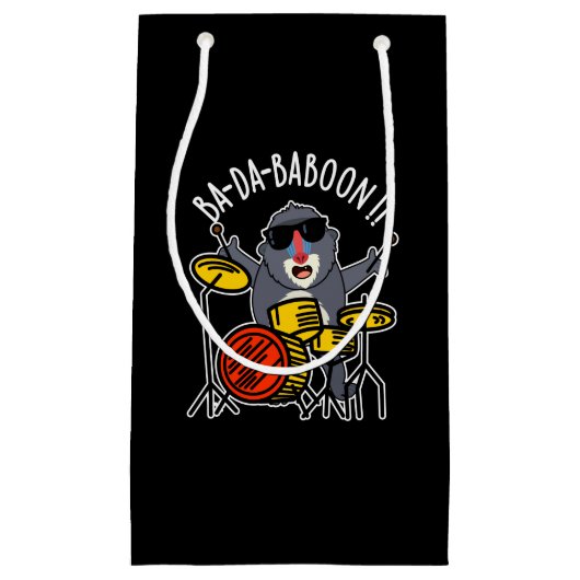 Petit Sac Cadeau Ba-da-ba-boon Funny Baboon Pun Dark BG (Devant)