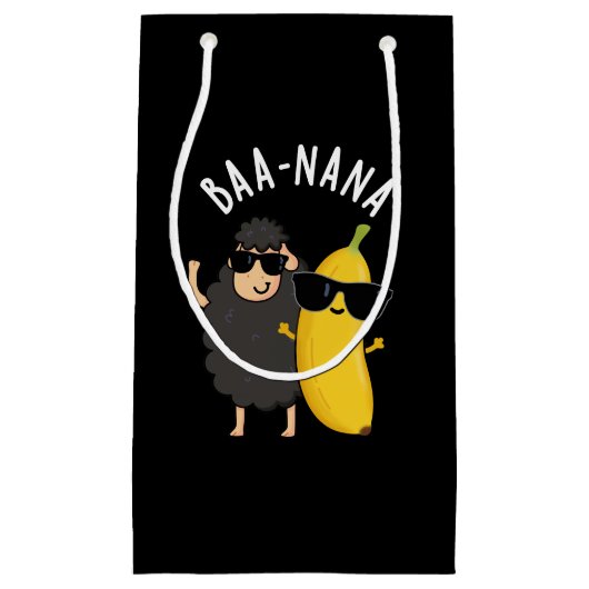 Petit Sac Cadeau Baa-nana Funny Banana Puns Dark BG (Devant)