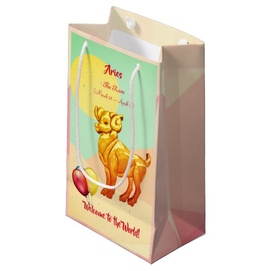 Petit Sac Cadeau Baby Ram Aries Zodiac (21 mars-19 avril) (Devant Angle)