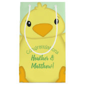 Petit Sac Cadeau Baby shower blanc vert (Devant)