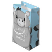 Petit Sac Cadeau Baby shower bleu âne (Dos Angle)