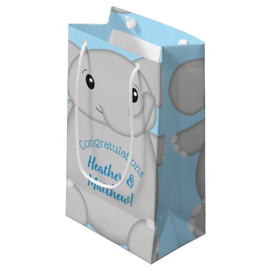 Petit Sac Cadeau Baby shower Blue Elephant (Devant Angle)