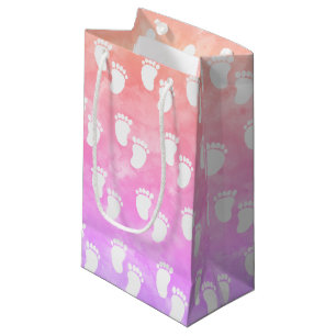 Petit Sac Cadeau Baby shower coloré d'aquarelle Motif d'empreinte