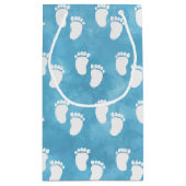 Petit Sac Cadeau Baby shower d'aquarelle bleu Motif d'empreinte (Dos)