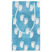 Petit Sac Cadeau Baby shower d'aquarelle bleu Motif d'empreinte (Devant)