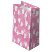 Petit Sac Cadeau Baby shower d'aquarelle rose Empreinte Motif (Dos Angle)