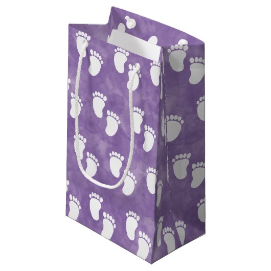 Petit Sac Cadeau Baby shower d'aquarelle violet Motif d'empreinte (Devant Angle)