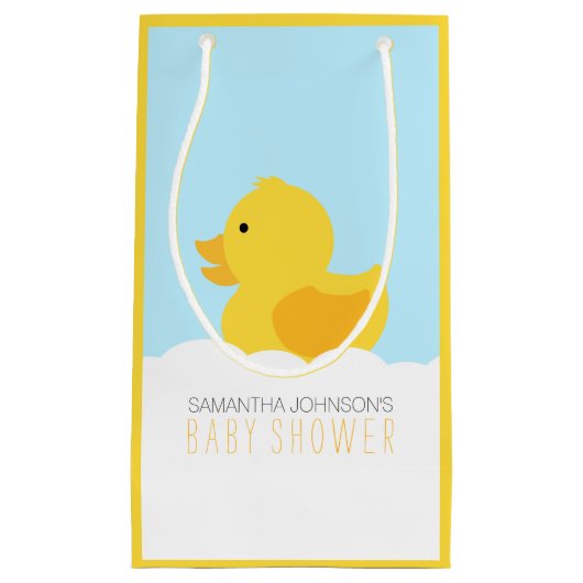 Petit Sac Cadeau Baby shower de bain à bulle en caoutchouc jaune (Devant)