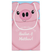 Petit Sac Cadeau Baby shower de cochon bleu (Dos)