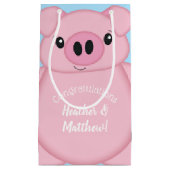 Petit Sac Cadeau Baby shower de cochon bleu (Devant)