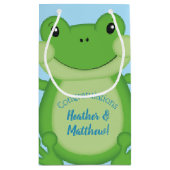 Petit Sac Cadeau Baby shower de grenouille bleu (Dos)