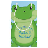 Petit Sac Cadeau Baby shower de grenouille bleu (Devant)
