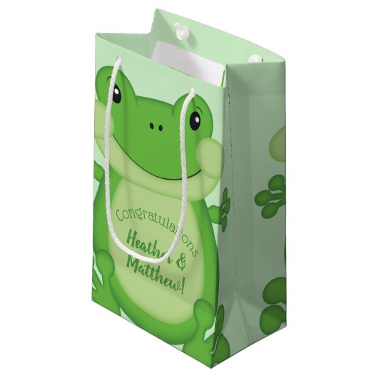 Petit Sac Cadeau Baby shower de grenouille vert (Devant Angle)