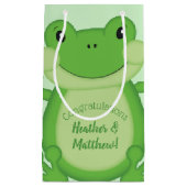 Petit Sac Cadeau Baby shower de grenouille vert (Devant)