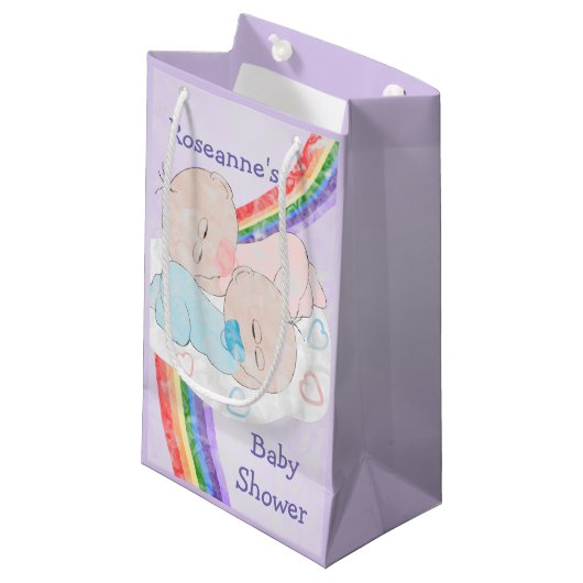 Petit Sac Cadeau Baby shower de jumeaux (Devant Angle)