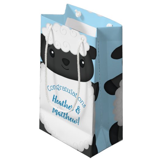 Petit Sac Cadeau Baby shower de mouton ferme Blue Boy (Devant Angle)