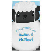 Petit Sac Cadeau Baby shower de mouton ferme Blue Boy (Devant)