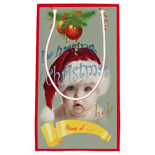 Petit Sac Cadeau Baby shower de Noël (Devant)