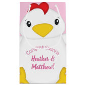 Petit Sac Cadeau Baby shower de poulet ferme rose (Dos)