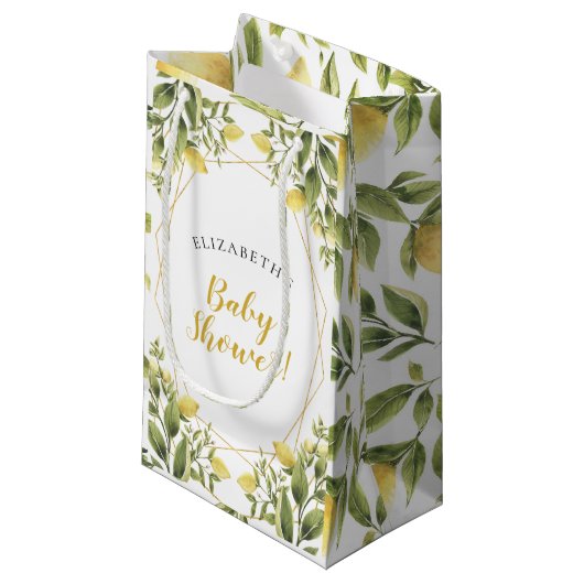 Petit Sac Cadeau Baby shower de verdure aux citrons (Devant Angle)