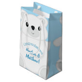 Petit Sac Cadeau Baby shower d'ours bleu polaire (Dos Angle)