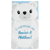 Petit Sac Cadeau Baby shower d'ours bleu polaire (Devant)