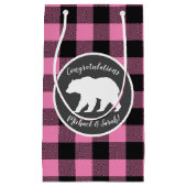Petit Sac Cadeau Baby shower d'ours rose (Devant)