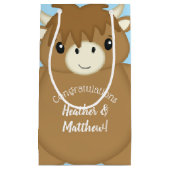 Petit Sac Cadeau Baby shower écossais de vache Highland Blue (Devant)