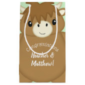 Petit Sac Cadeau Baby shower écossais Highland Cow (Devant)