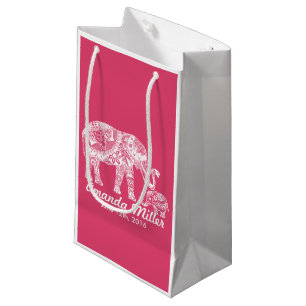 Petit Sac Cadeau Baby shower éléphant au henné - Inspiration ind