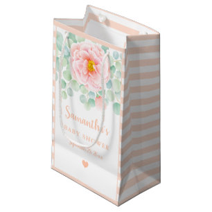 Petit Sac Cadeau Baby shower Eucalyptus Folithe Peony Peach Sage
