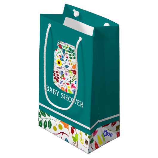 Petit Sac Cadeau Baby shower Floral Mason Jar (Devant Angle)