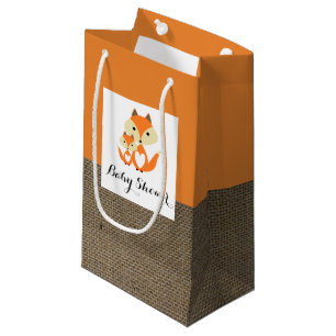 Petit Sac Cadeau Baby shower Orange Fox Burlap