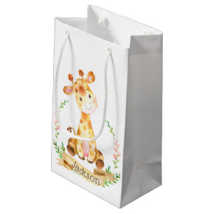 Petit Sac Cadeau Baby shower personnalisé de girafe