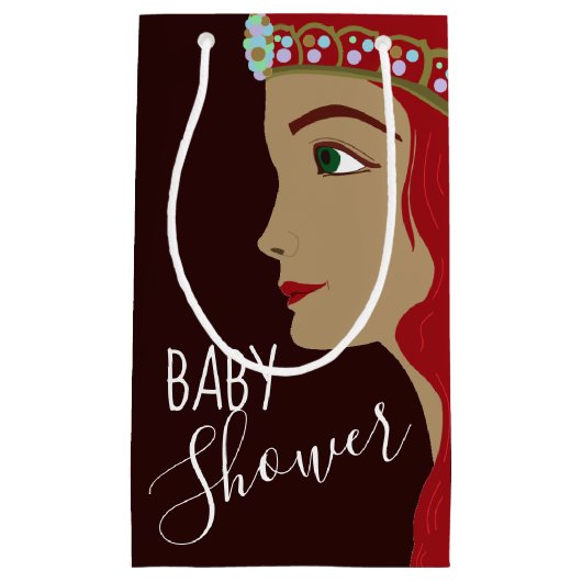 Petit Sac Cadeau Baby shower rouge Princesse (Devant)