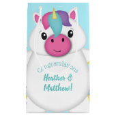 Petit Sac Cadeau Baby shower Unicorn Turquoise (Devant)