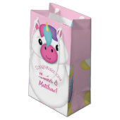 Petit Sac Cadeau Baby shower Unicorne rose (Dos Angle)