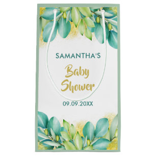 Petit Sac Cadeau Baby shower vert Eucalyptus Feuille Olive