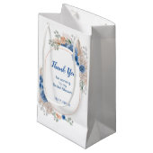 Petit Sac Cadeau Baigneuse Bohème Bleue Fête de Mariage avec Herbe  (Devant Angle)