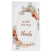 Petit Sac Cadeau Baigneuse Bohème Fleurie Mariage Terracotta (Dos)