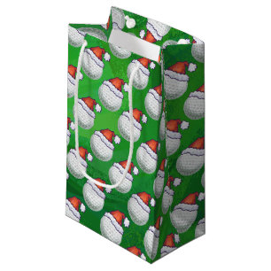Petit Sac Cadeau Bal de golf à Santa Hat Motif sur Vert