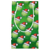 Petit Sac Cadeau Bal De Tennis Vert À Santa Hat Motif (Devant)
