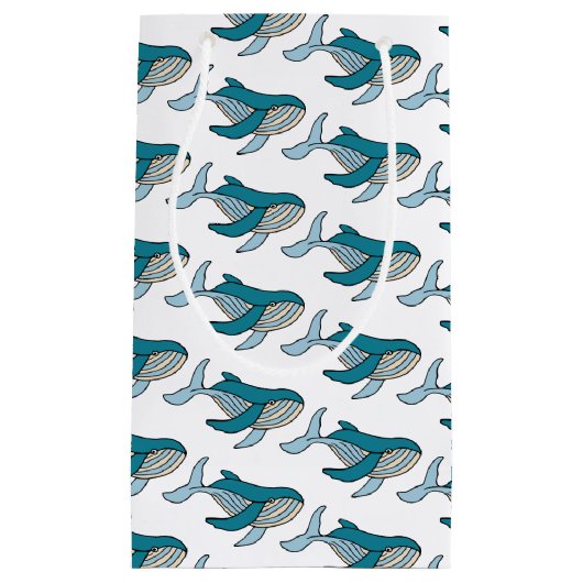 Petit Sac Cadeau Baleine Garçons Bleus Mignons (Devant)