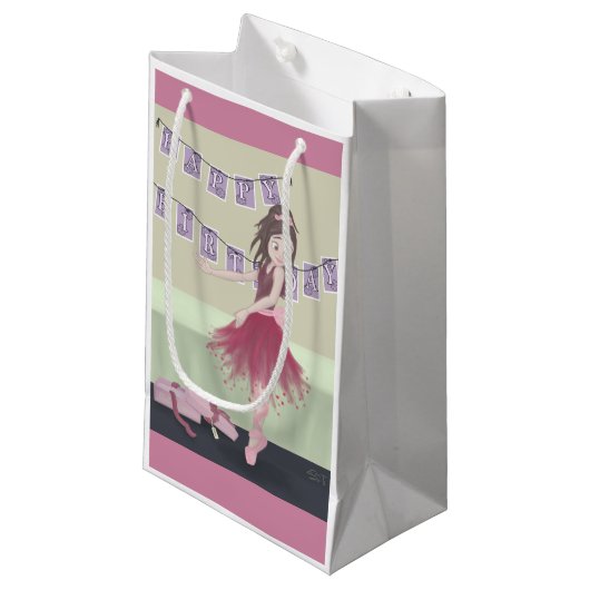 Petit Sac Cadeau Ballerine de joyeux anniversaire (Devant Angle)