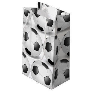 Petit Sac Cadeau ballon de football noir et blanc